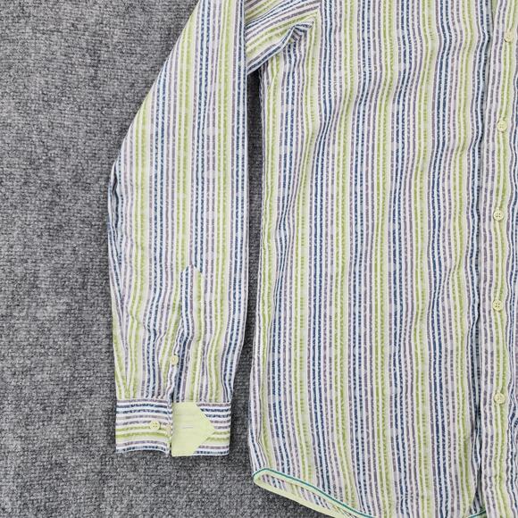 Ted Lapidus Shirt Mens Medium Slim Fit Striped Long Sleeve Casual Button Down - Picture 9 of 16